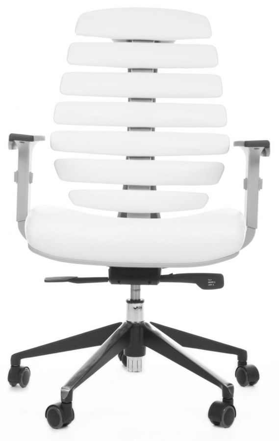 MERCURY kancelárska stolička FISH BONES šedý plast, biela koženka_