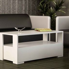 Dizajnový konferenčný stolík Madesh 90 cm biely