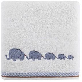 DomTextilu Biele uteráky pre bábätká so sloníkmi 50 x 90 cm 6916