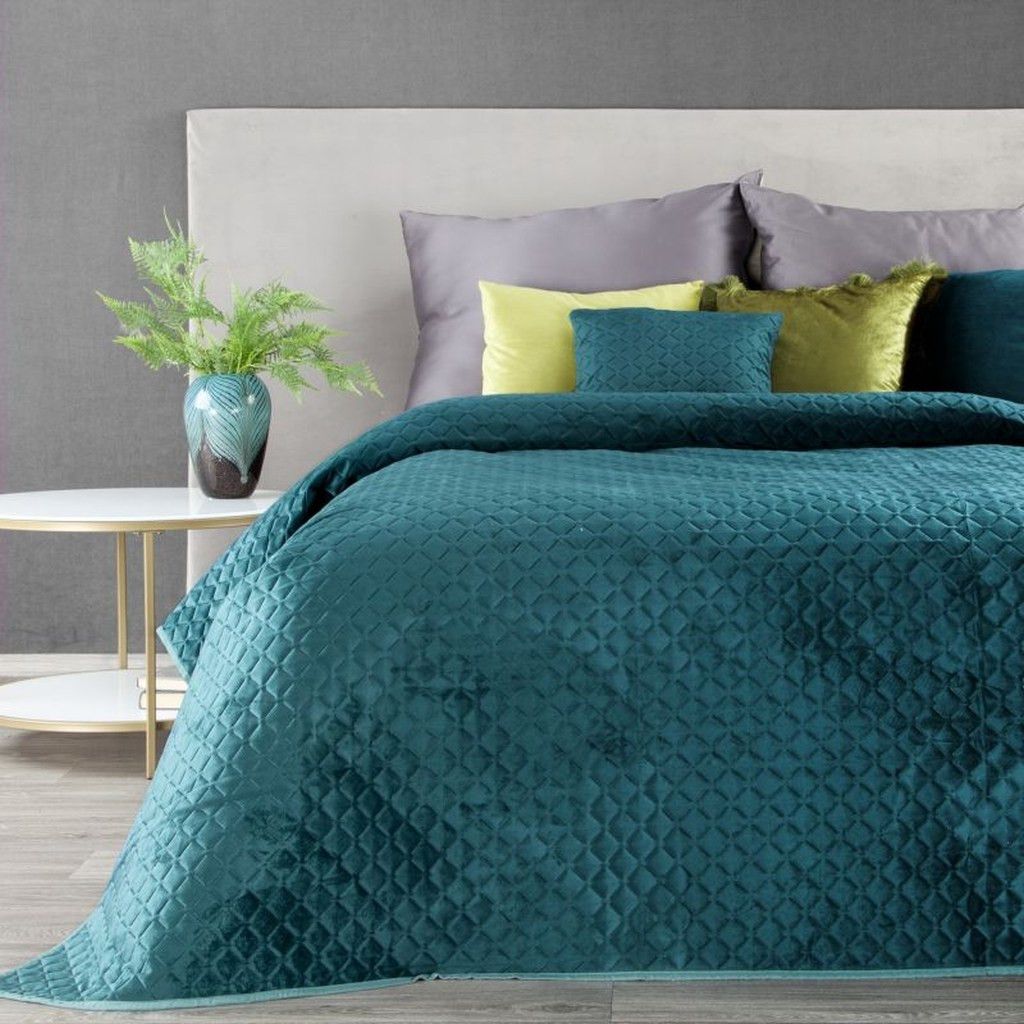 DomTextilu Vzorovaný jednofarebný prehoz na posteľ tyrkysovej farby Šírka: 170 cm | Dĺžka: 210 cm 28430-154331