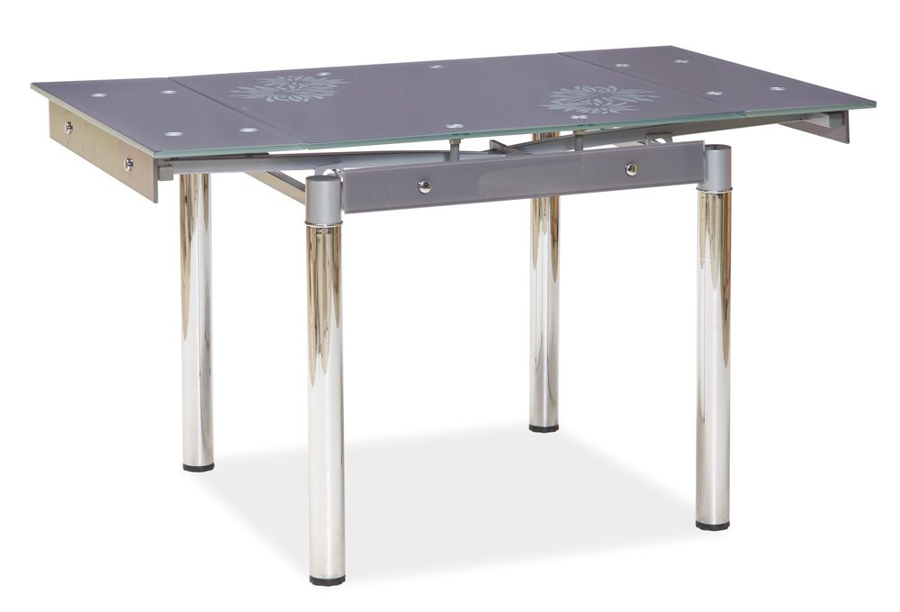 Jedálenský stôl GD-082 - chróm / tvrdené sklo / sivá