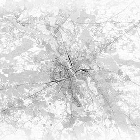 Warszawa - mapa czarno-biała - fototapeta FX3336