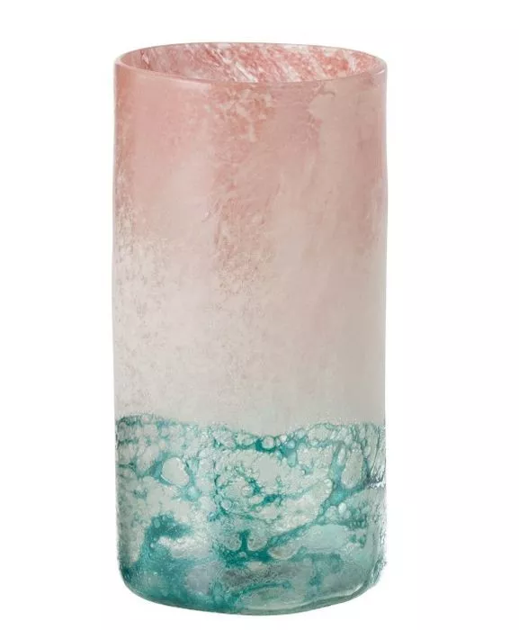 Tyrkysovo - ružová sklenená váza Blush L - Ø16*30 cm