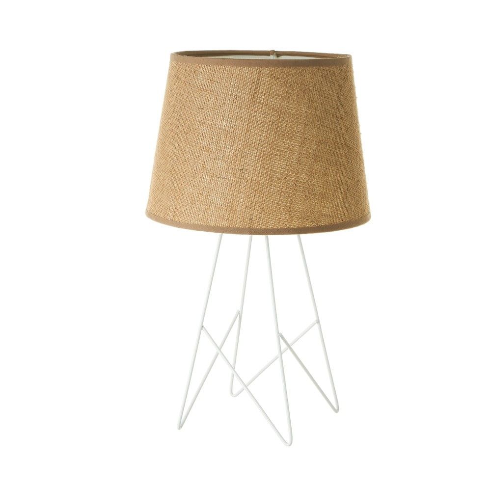 Biela prírodná stolová lampa s textilným tienidlom (výška 38,5 cm) – Casa Selección