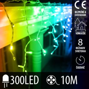 Vianočná LED svetelná záclona vonkajšia - programy - časovač - 300LED - 10M Multicolour