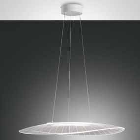 Fabas Luce Závesné LED svietidlo Vela biela oválne 78cmx55cm, Obývacia izba / jedáleň, kov, metakrylan, 40W, P: 78 cm, L: 55 cm