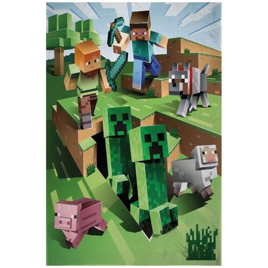 Halantex · Fleecová deka Minecraft - motív Farma - Polar Fleece - 100 x 150 cm