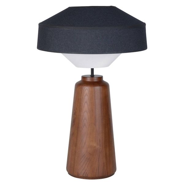 MARKET SET Mokuzai stolová lampa suna, výška 74 cm, Obývacia izba / jedáleň, drevo, žakárová látka, papier murano, E27, 60W, K: 74cm