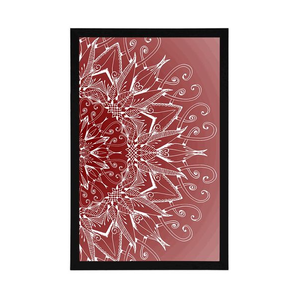 Plagát biela Mandala na červenom pozadí - 40x60 silver