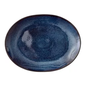 Čierny/modrý kameninový servírovací tanier 22.5x30 cm Mensa – Bitz
