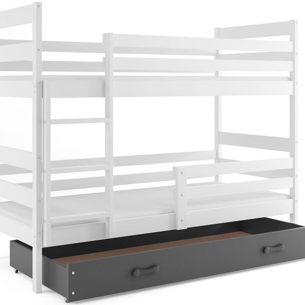 Poschodová posteľ ERIK 2 - 200x90cm - Biela - Grafitová