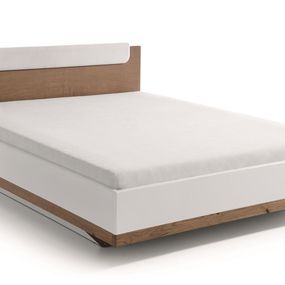 Manželská posteľ Como CM-1 160 - biely vysoký lesk / dub Como / biela