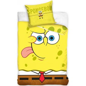 Carbotex · Bavlnené posteľné obliečky SpongeBob - motív Emoji - 100% bavlna Renforcé - 70 x 90 cm + 140 x 200 cm
