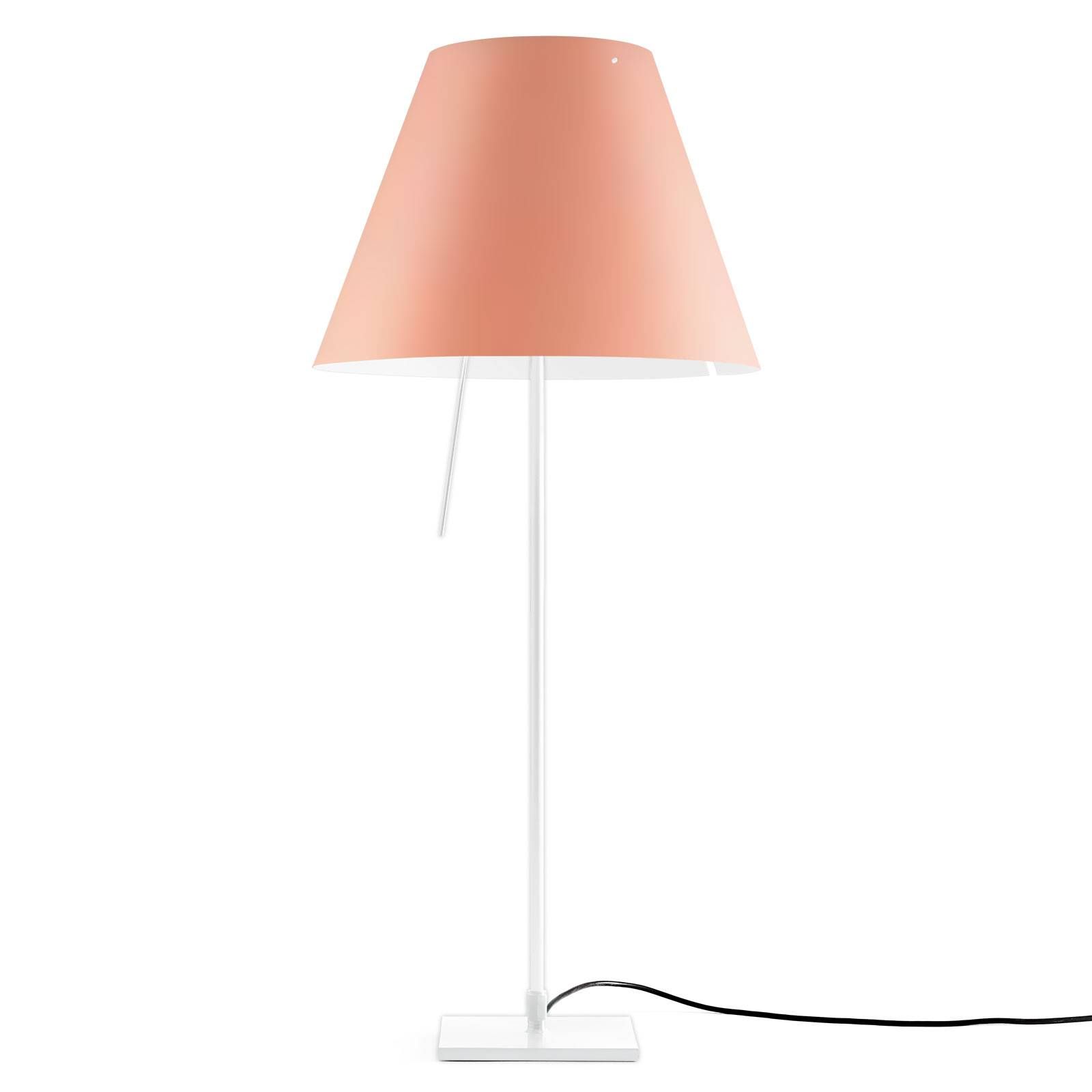 Luceplan Costanza stolná lampa D13if biela/ružová, Obývacia izba / jedáleň, hliník, polykarbonát, E27, 140W, K: 80cm