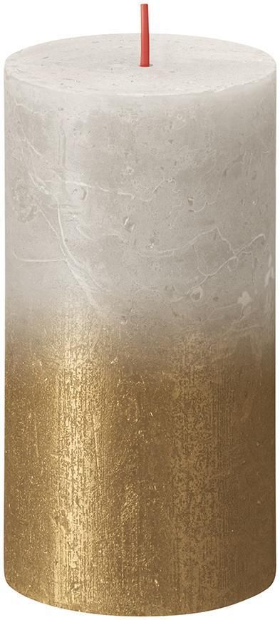 Sviečka Bolsius Rustic, valcová, vianočná, Sunset Sandy Grey+ Gold, 130/68 mm