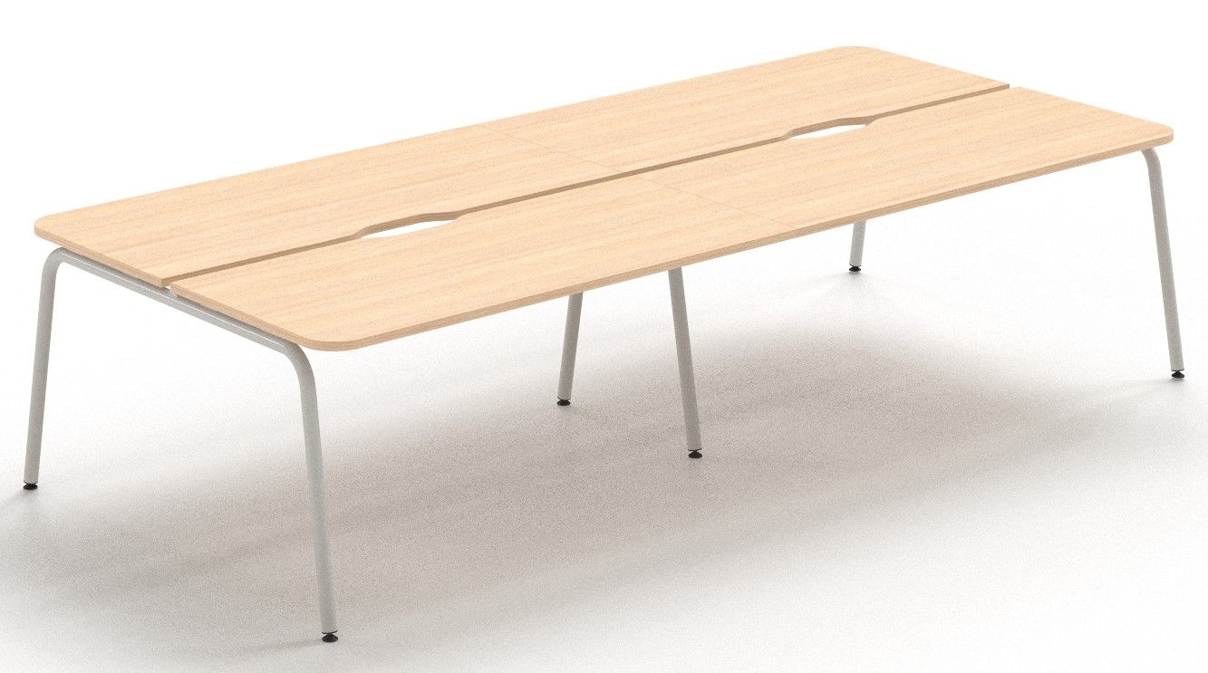 NARBUTAS - Štvormiestny pracovný stôl ROUND so zaoblenými rohmi 360x144