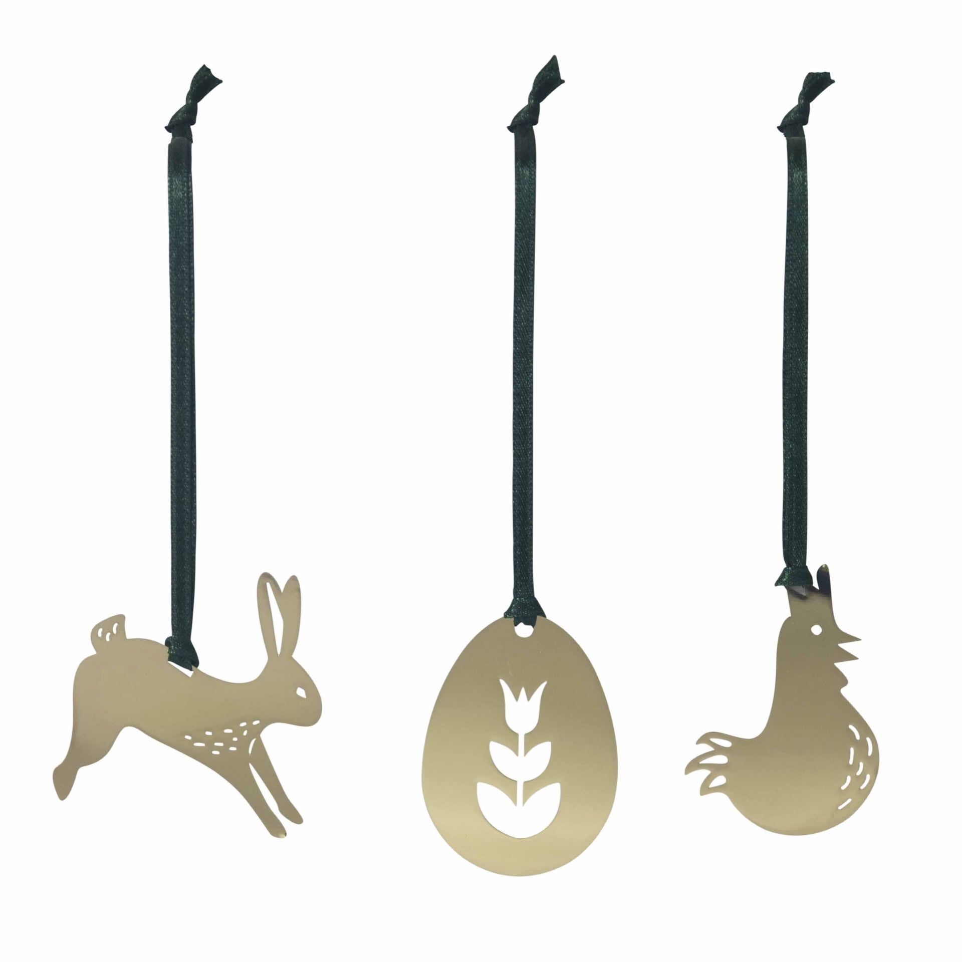 Pluto Design Veľkonočná dekorácia Easter Hangers Metal Gold - set 3 ks