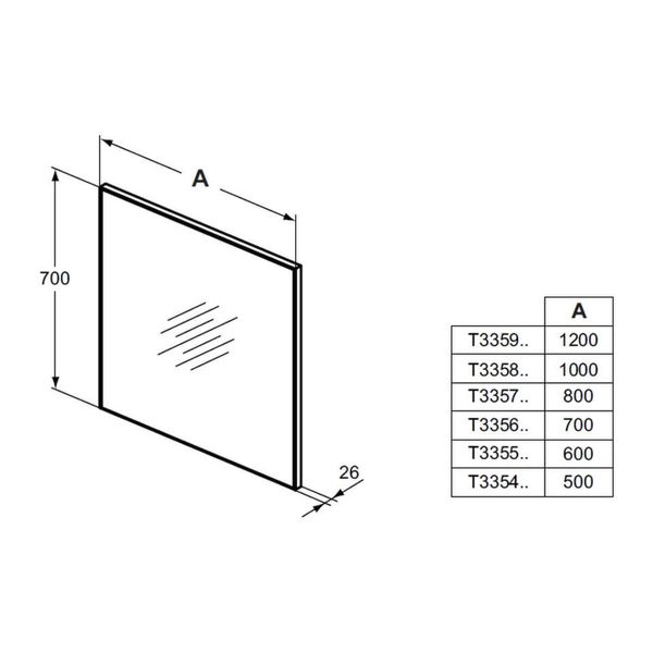 Ideal Standard Mirror & Light - Zrkadlo s rámom 600 mm, T3355BH