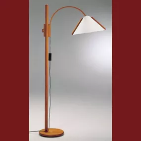 Domus Stojaca lampa Arcade s dreveným rámom, Obývacia izba / jedáleň, drevo, tienidlo na lampu z lunopalu, E27, 100W, K: 180cm