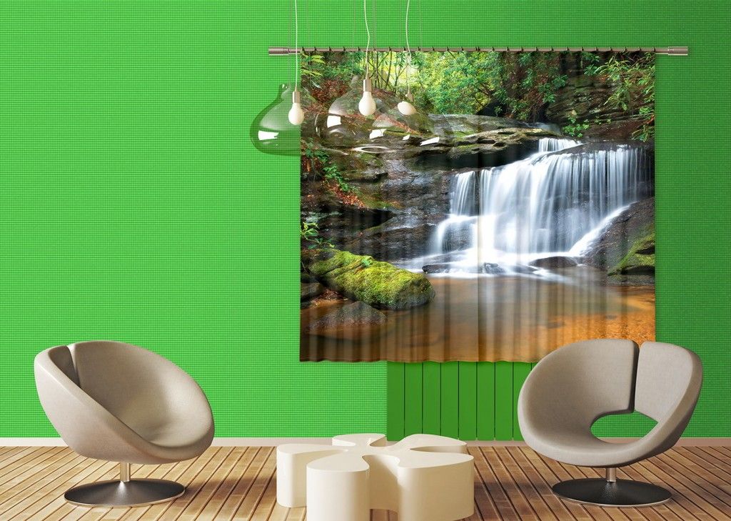 FCS XL 4800 AG Design textilný foto záves delený obrazový Waterfall - Vodopád FCSXL 4800, veľkosť 180 x 160 cm