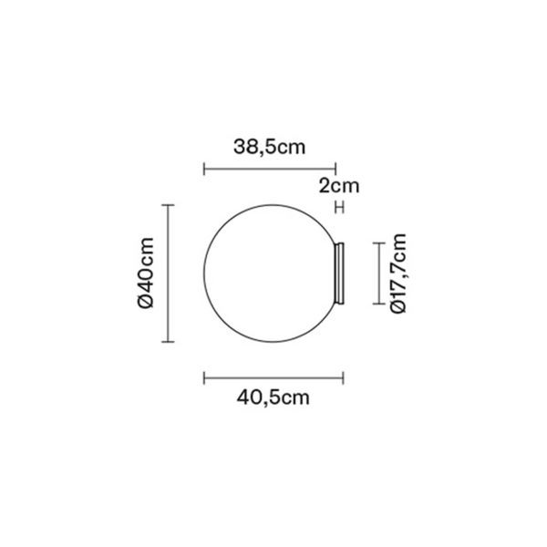 Fabbian Lumi Sfera nástenné svietidlo Ø 40 cm, Obývacia izba / jedáleň, sklo, kov, E27, 22W