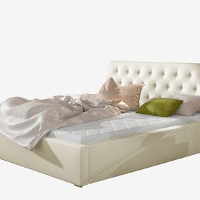 Čalúnená manželská posteľ s roštom Monzo 200 - béžová