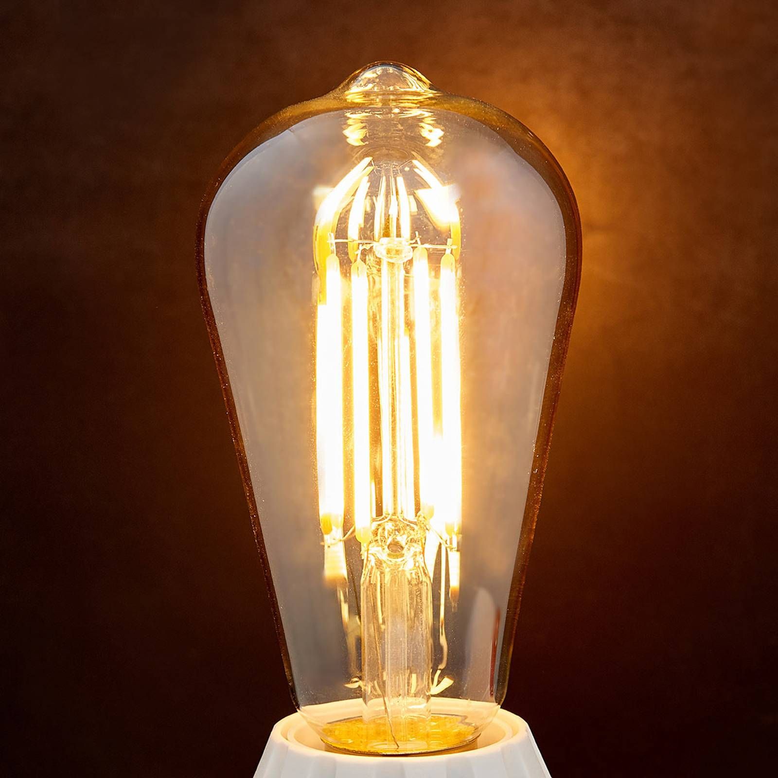 Lindby E27 LED žiarovka 6W 500lm jantárová 1 800K 4 kusy, sklo, E27, 6W, P: 14.2 cm