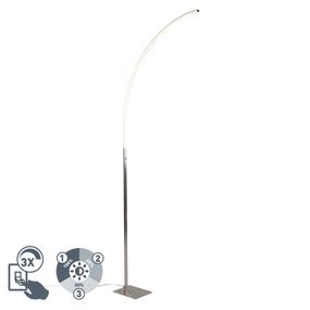 Moderná podlahová lampa z ocele vrátane LED a 3-stupňového stmievača - štýlová