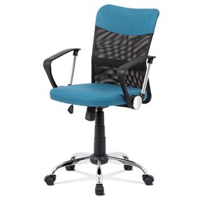 Autronic Kancelárska stolička, modrá látka, čierna MESH, hojdací mech, kríž chróm KA-V202 BLUE