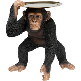 KARE Design Soška Šimpanz s podnosem - černá, 52cm