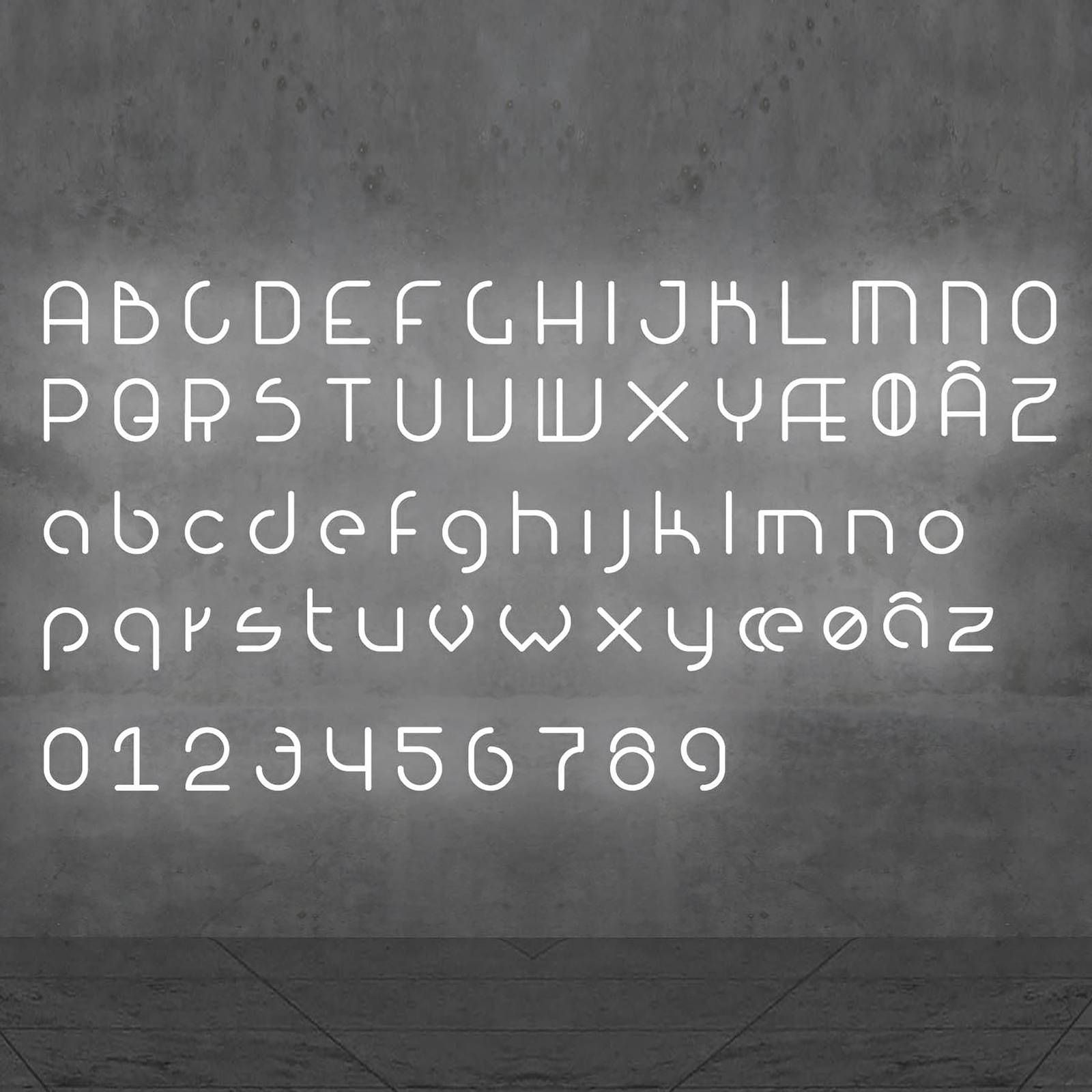 Artemide Alphabet of Light svetlo s číslom 0, Obývacia izba / jedáleň, metakrylát, hliník, 27W, L: 65 cm, K: 95cm
