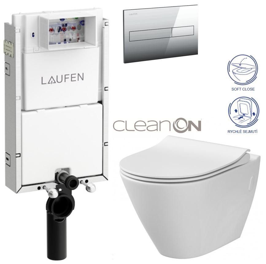 LAUFEN Podomít. systém LIS TW1 SET s chrómovým tlačidlom + WC CERSANIT CLEANON CITY H8946630000001CR CI1