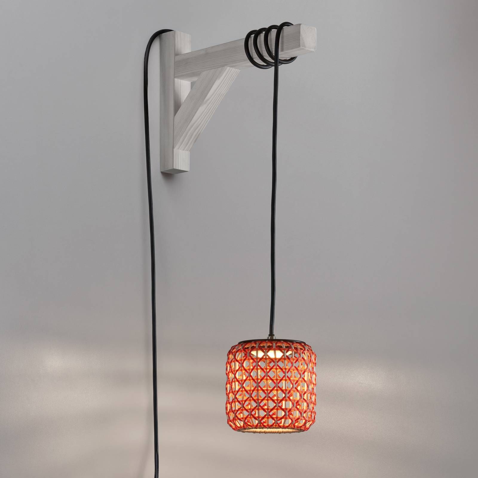 Bover Nans S/16/H LED svietidlo, zástrčka, červená, ušľachtilá oceľ, hliník, syntetické vlákno, polykarbonát, 8W, K: 16.5cm