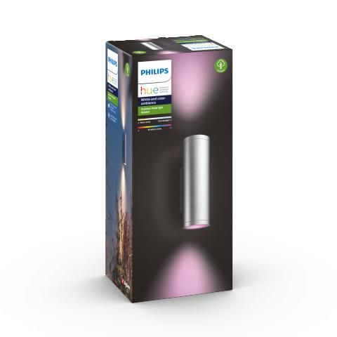 Philips Hue 17463/47/P7 exteriérové nástenné svietidlo Appear 2x8W/1200lm 2000-6500K, RGB IP44 nerez