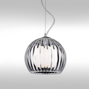 Pamalux Priehľadná závesná lampa Mandina – 20 cm, Obývacia izba / jedáleň, kov, plexisklo, opálové sklo, G9, 40W
