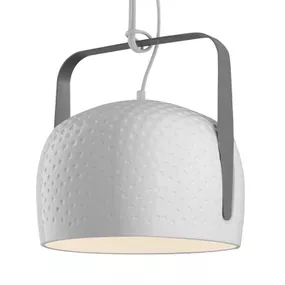 Karman Bag biela závesná lampa Ø32cm štruktúrovaná, Obývacia izba / jedáleň, keramika, kov, E27, 77W, K: 32cm