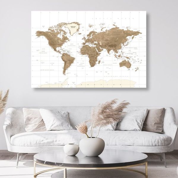Obraz na korku nádherná vintage mapa sveta s bielym pozadím - 120x80  wooden