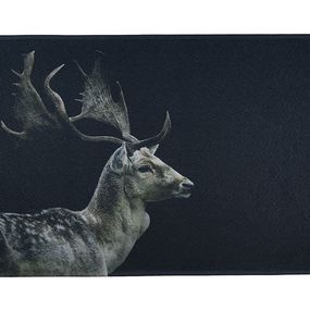 Čierna podlahová rohožka s danielom Deer - 75*50*1cm