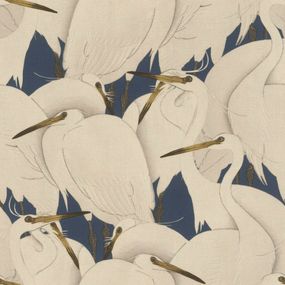409550 Rasch orientálná látková vliesová tapeta na stenu Kimono 2023 pelikány, veľkosť 10,05 m x 53 cm