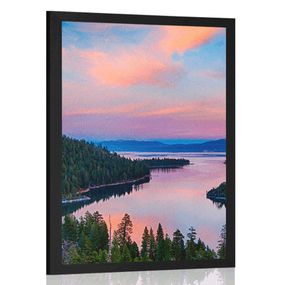 Plagát jazero pri západe slnka - 40x60 black