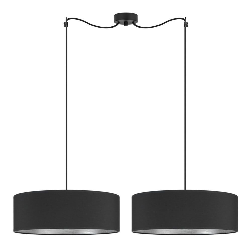 Čierne dvojramenné závesné svietidlo s detailom v striebornej farbe Sotto Luce Tres XL, ⌀ 45 cm
