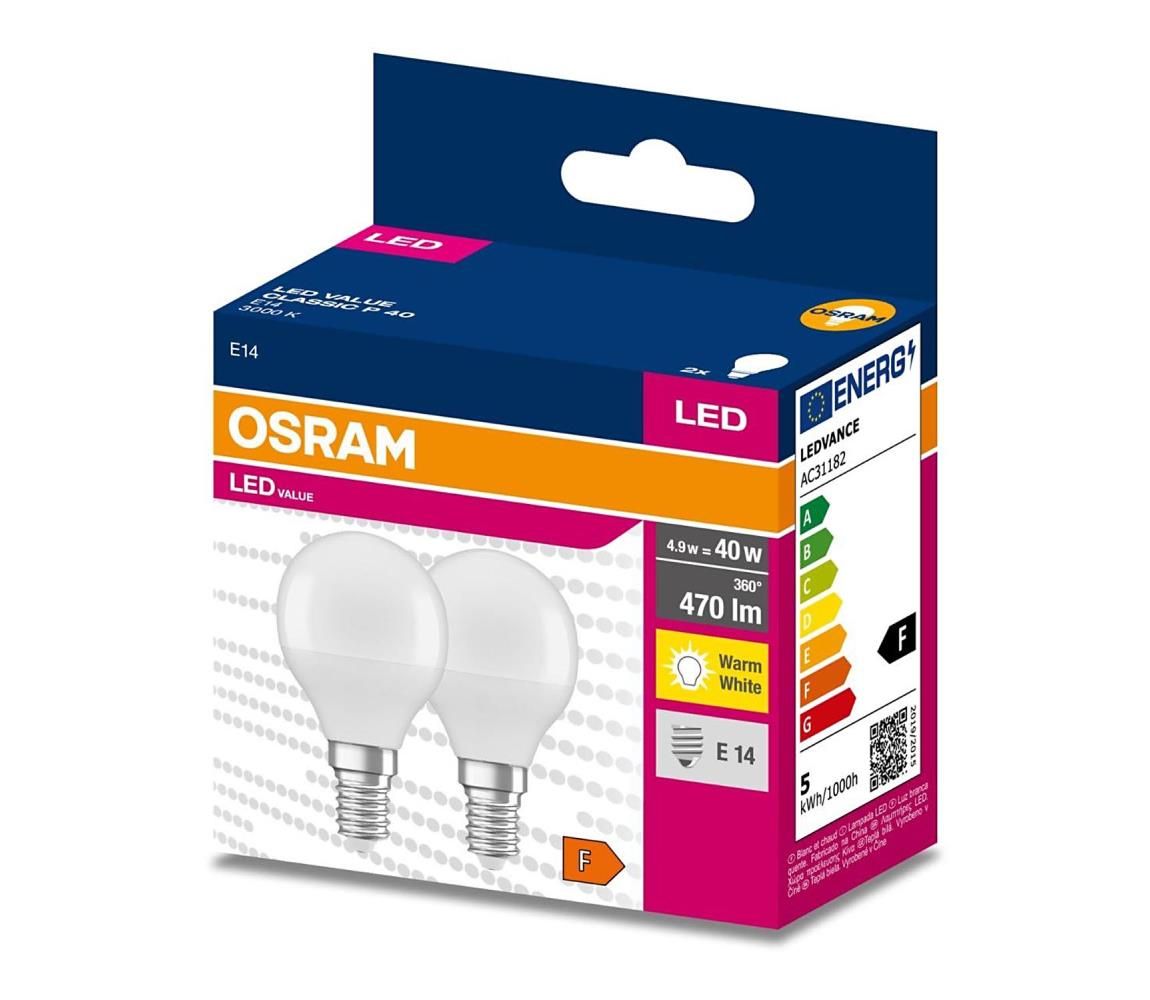 SADA 2x LED Žiarovka P45 E14/4,9W/230V 3000K - Osram