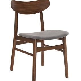 Estila Škandinávska dizajnová jedálenská stolička Nordica Nogal v orechovo hnedej farbe so sivým čalúnením 80cm