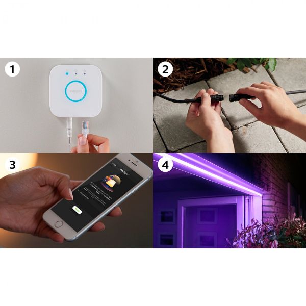 Philips Hue 8718699709839 LED vonkajšie pásik 2m 1x20,5W | RGB - White and Color Ambiance + trafo
