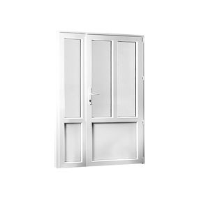 SKLADOVE-OKNA.sk Vedľajšie vchodové dvere dvojkrídlové, pravé, REHAU Smartline+, 1280 x 2080 mm, biela