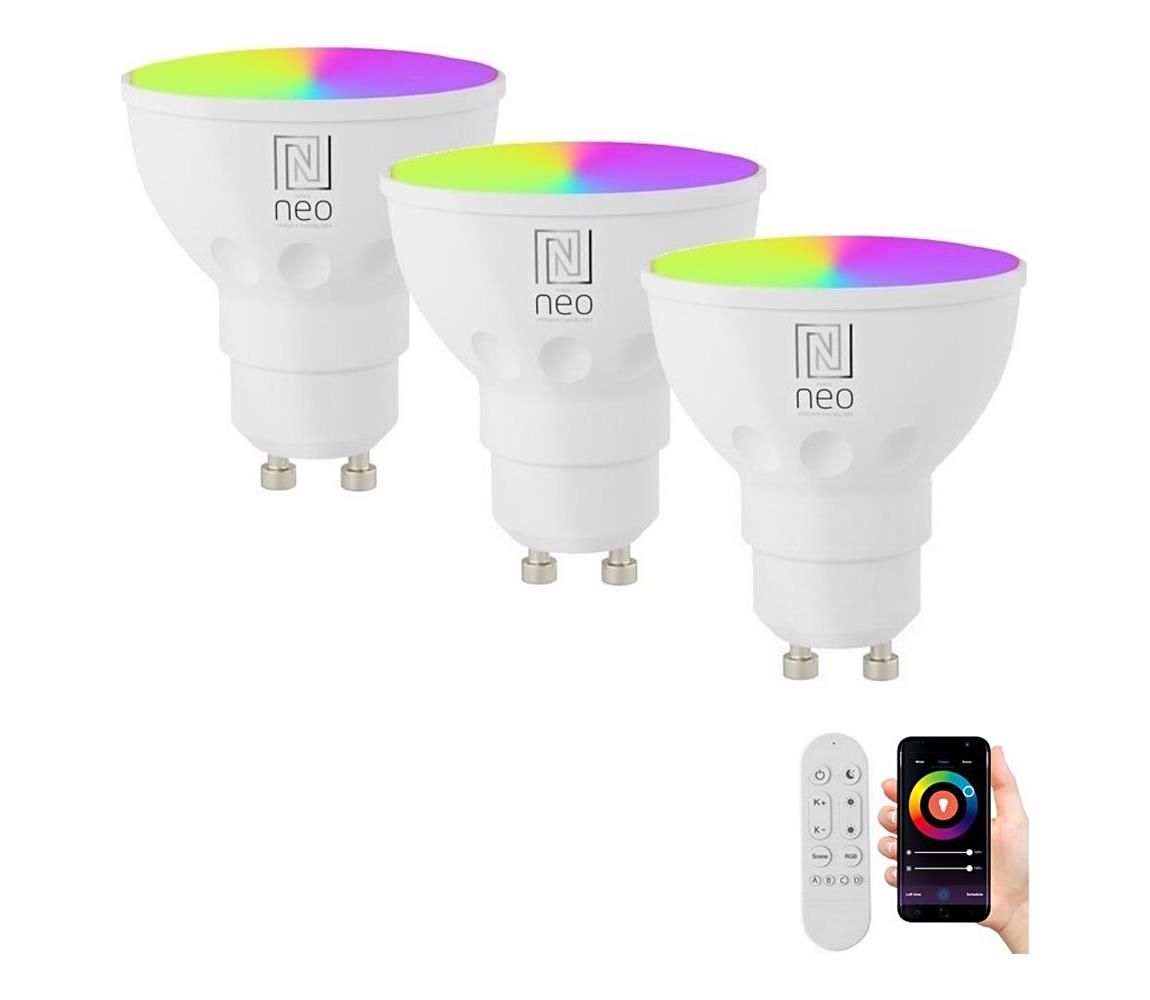 Immax NEO 07724CDO-SADA 3xLED RGB Stmievateľná žiarovka GU10/6W/230V Wi-Fi Tuya+DO