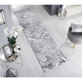 Sivý behúň Flair Rugs Marbled, 60 x 230 cm