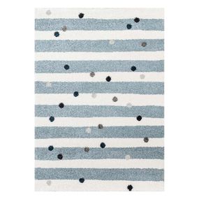 Bielo-modrý antialergénny detský koberec 230x160 cm Stripes nad Dots - Yellow Tipi