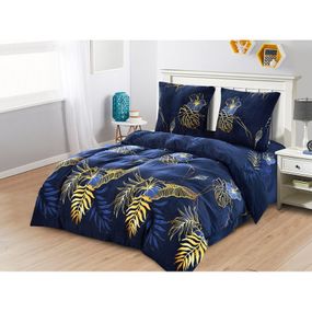 DomTextilu Mikroplyšové posteľné obliečky modrej farby s rastlinným motívom  Modrá 68698-244462