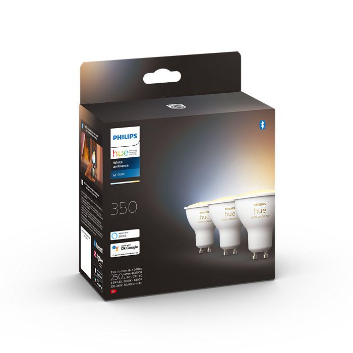 Philips HUE LED White Ambiance žiarovka GU10 3x4,3W 350lm 2200-6500K stmievateľná BlueTooth 3-set